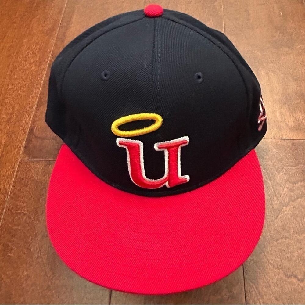 Umbrella Clothing, Dark Navy, Red and Gold, Fitted Cap, Size 7, New With Tags